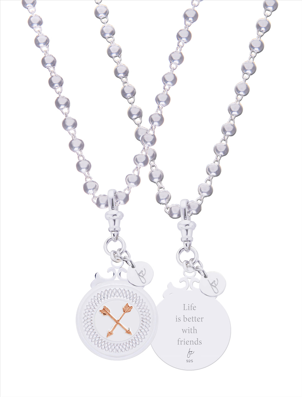 Declaration Sterling Silver with Rose Gold Friendship Emblem Necklace