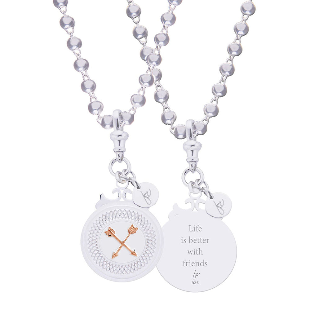 Declaration Sterling Silver with Rose Gold Friendship Emblem Necklace