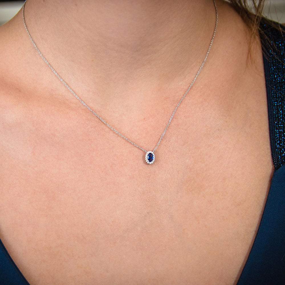 GEORGINI AURORA GLOW PENDANT SILVER/SAPPHIRE