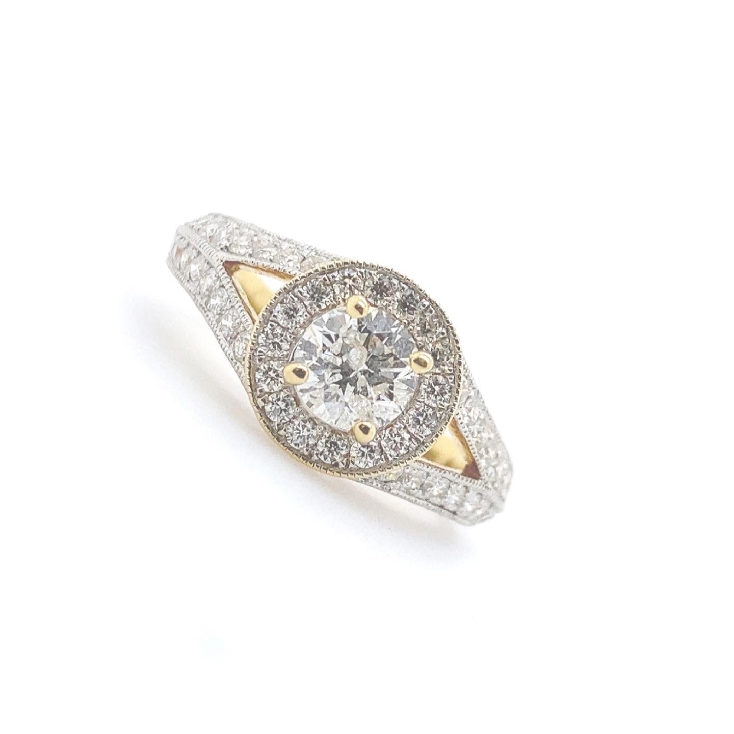 18ct yellow Gold 0.70ct Round Pave Split Band Ring
