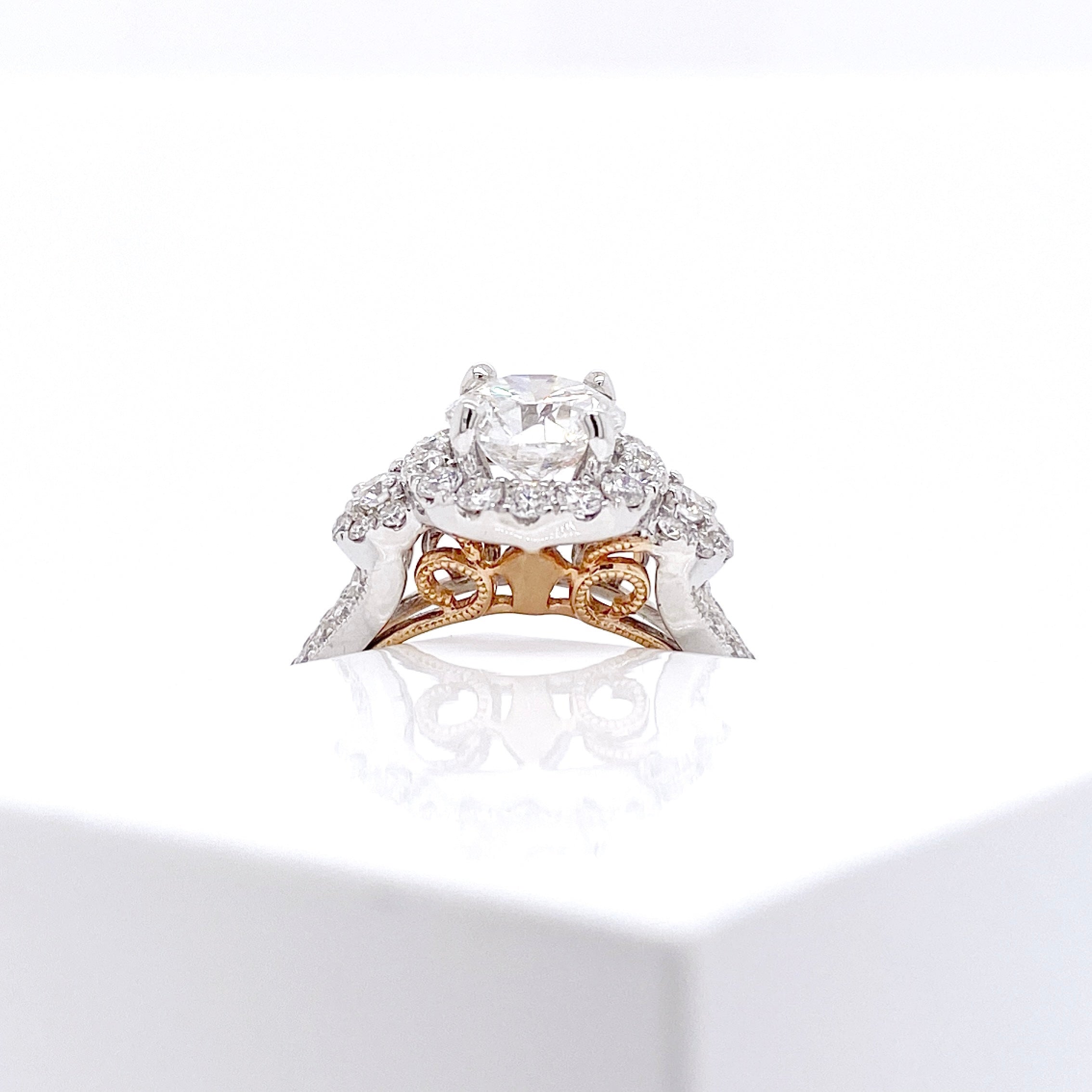 14Ct White Gold Rose Gold Details 1.73Ct Tdw Engagment Ring