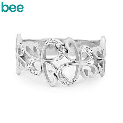 9Ct White Gold Diamond Set Butterfly Ring