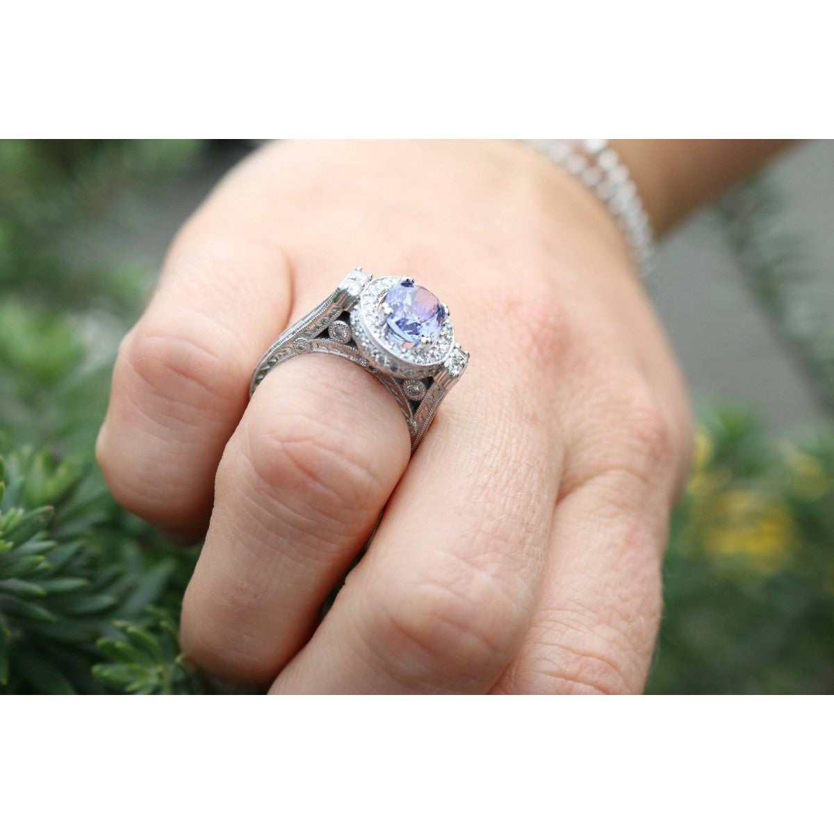 18ct White Gold 4.35ct Tanzanite and Diamond Dress Ring 1.05ct Total Diamond Weight