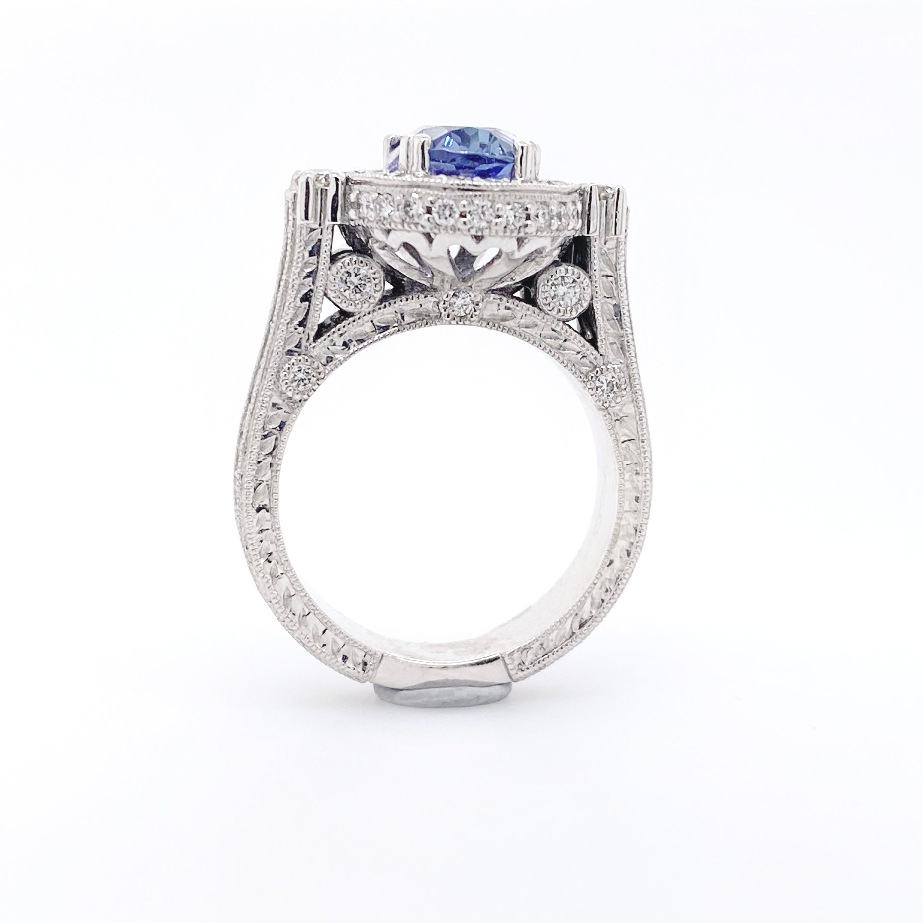 18ct White Gold 4.35ct Tanzanite and Diamond Dress Ring 1.05ct Total Diamond Weight