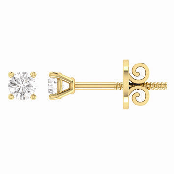 18K Yellow Gold 1.00Ct Diamond Stud Earrings