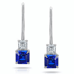 Jv Square Emerald Platinum Earrings