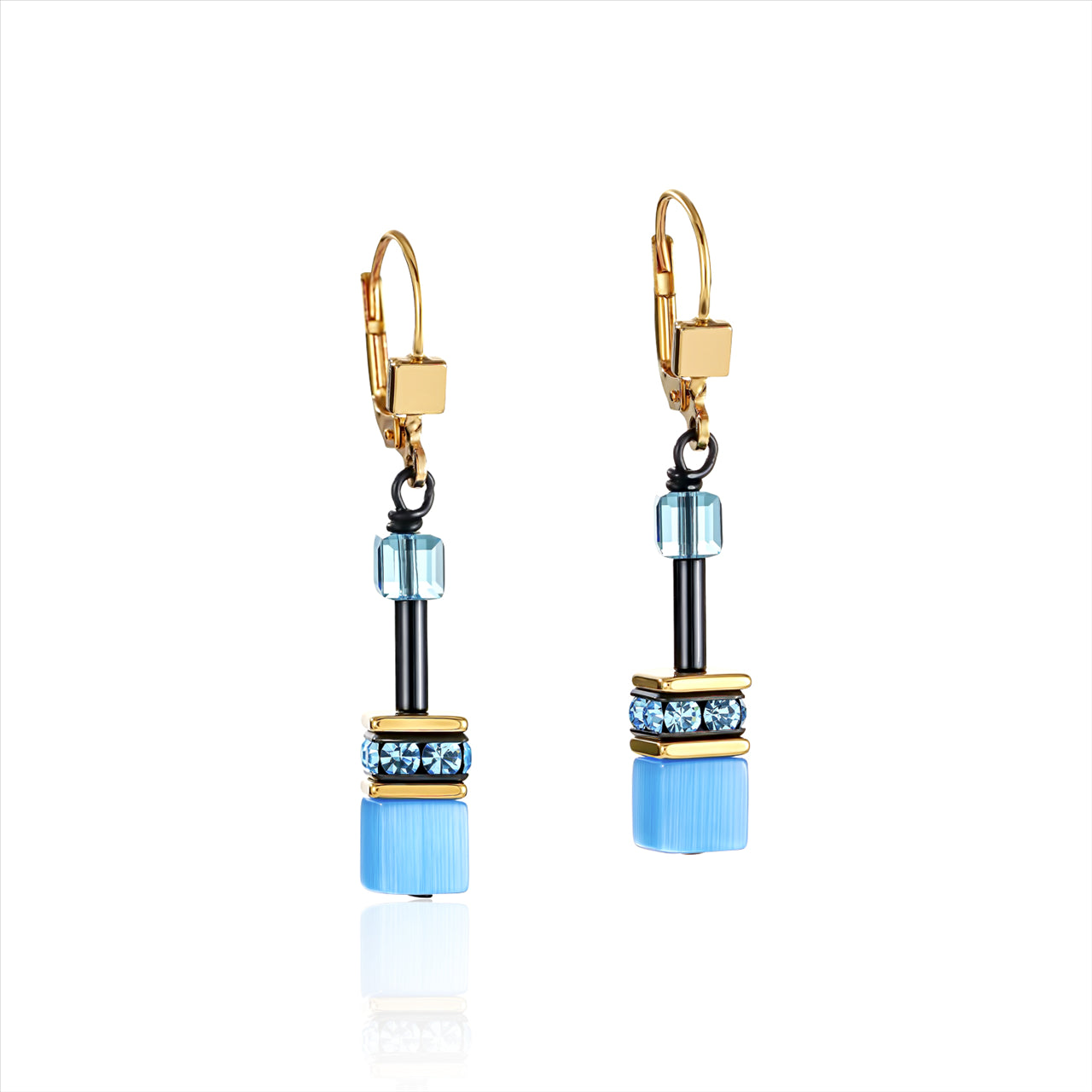 Geo Cube Fresh Rainbow Blue Earrings
