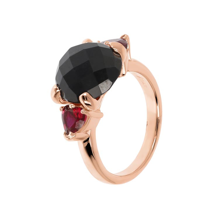 Bronzallure Felicia Black Onyx Ruby Ring