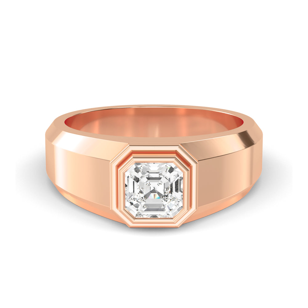 Asscher Cut Lab Grown Diamond Mens Band 1.05 ctw R57381ASS-1