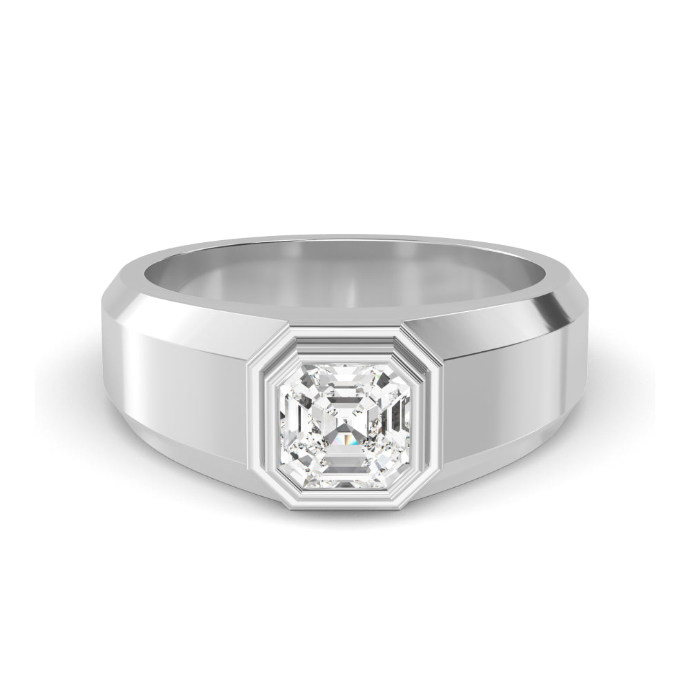Asscher Cut Lab Grown Diamond Mens Band 1.05 ctw R57381ASS-1