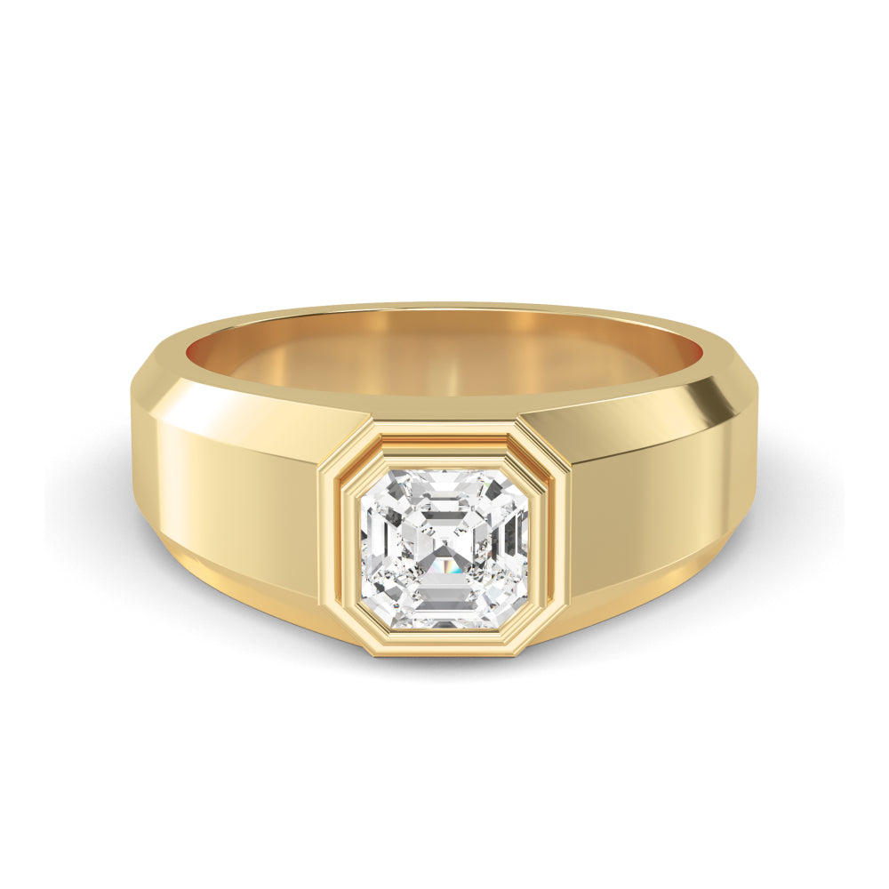 Asscher Cut Lab Grown Diamond Mens Band 1.05 ctw R57381ASS-1