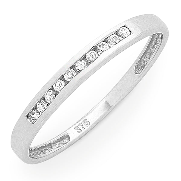 9Ct White Gold Channel Set Diamond Band