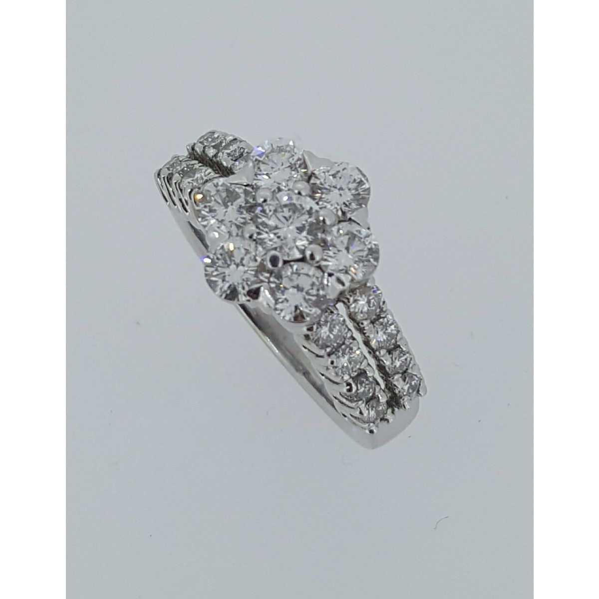14CT White Gold Diamond Cluster Ring 2.40CT Total Diamond Weight