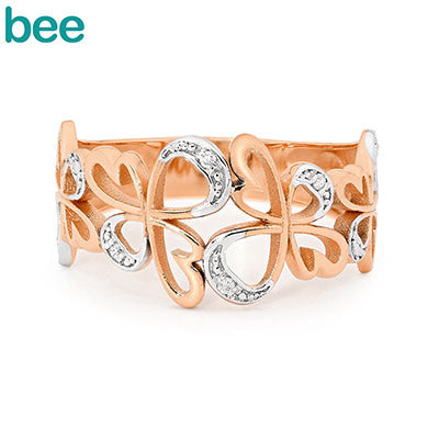 9Ct Rose Gold Diamond Butterfly Ring