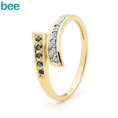 9Ct Yellow Gold Sapphire Diamond Ring