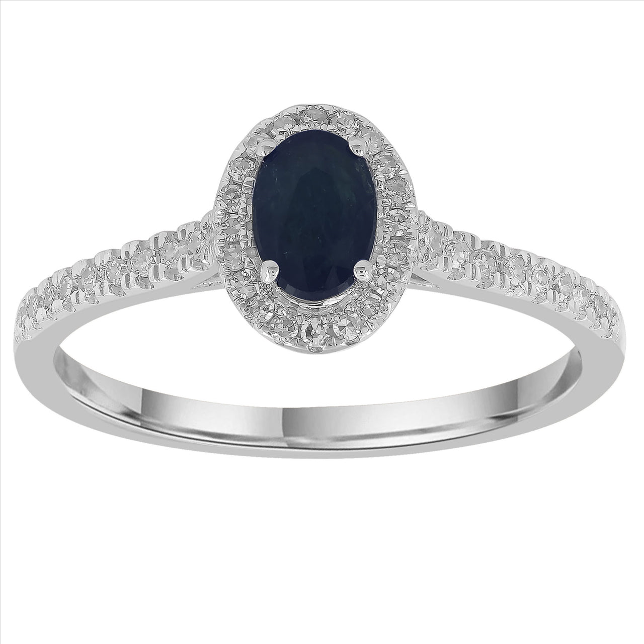 9K White Gold 0.15Ct Diamond Sapphire Ring