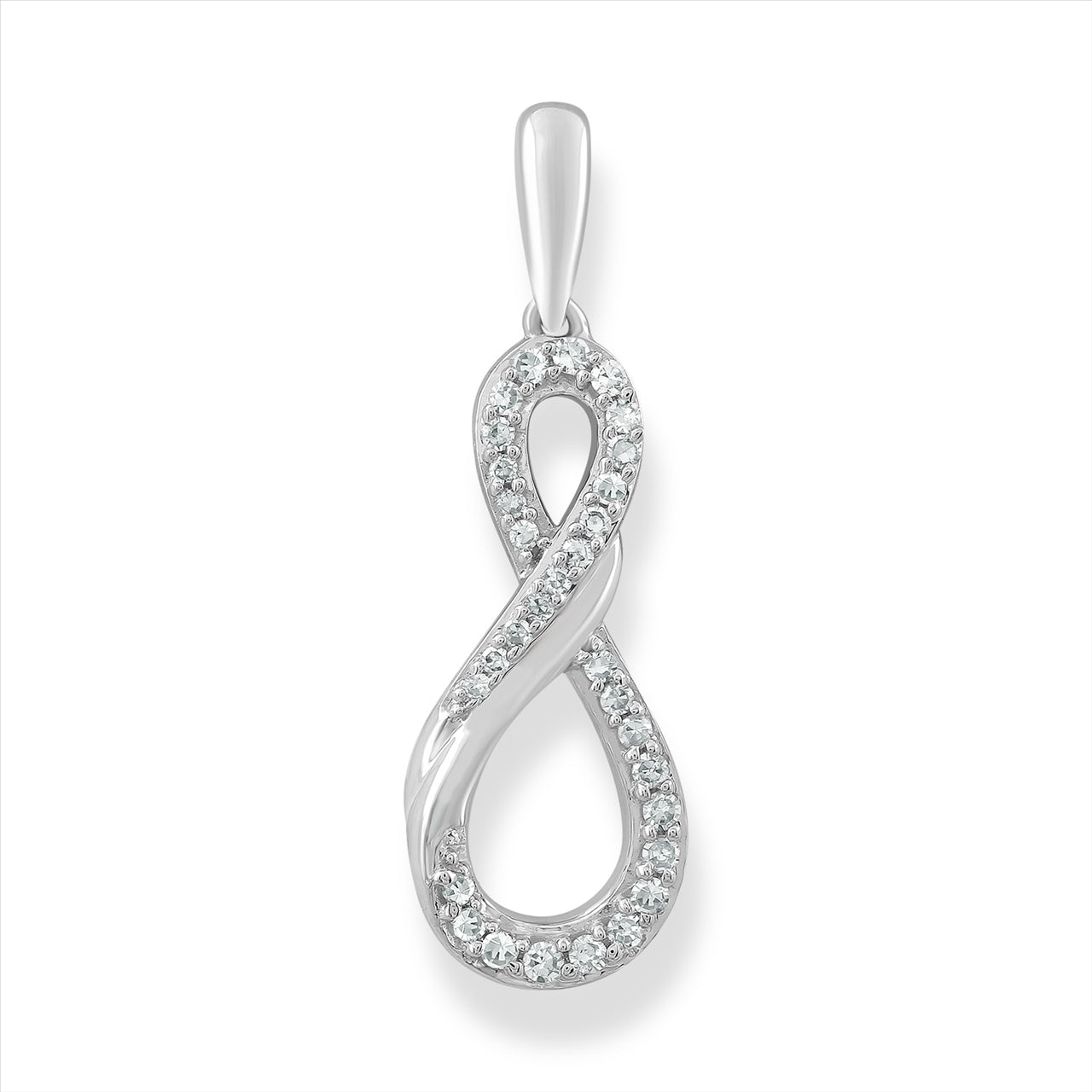 9Ct White Gold Diamond Infinity Pendant