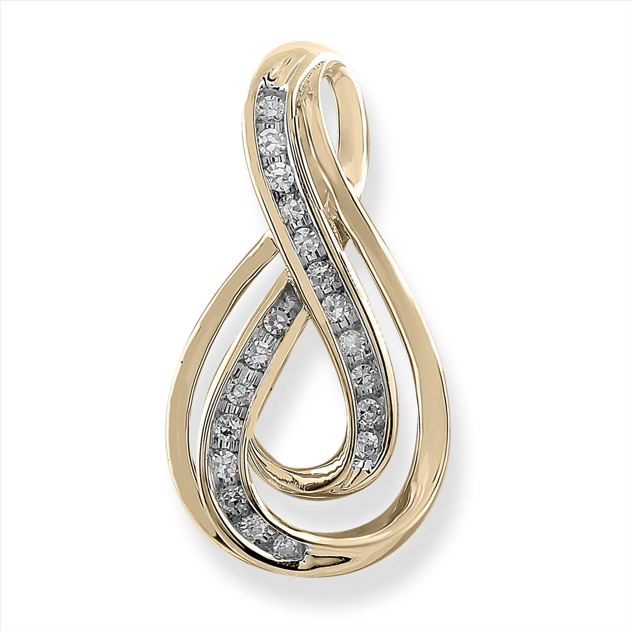9K Yellow Gold Diamond Drop Pendant