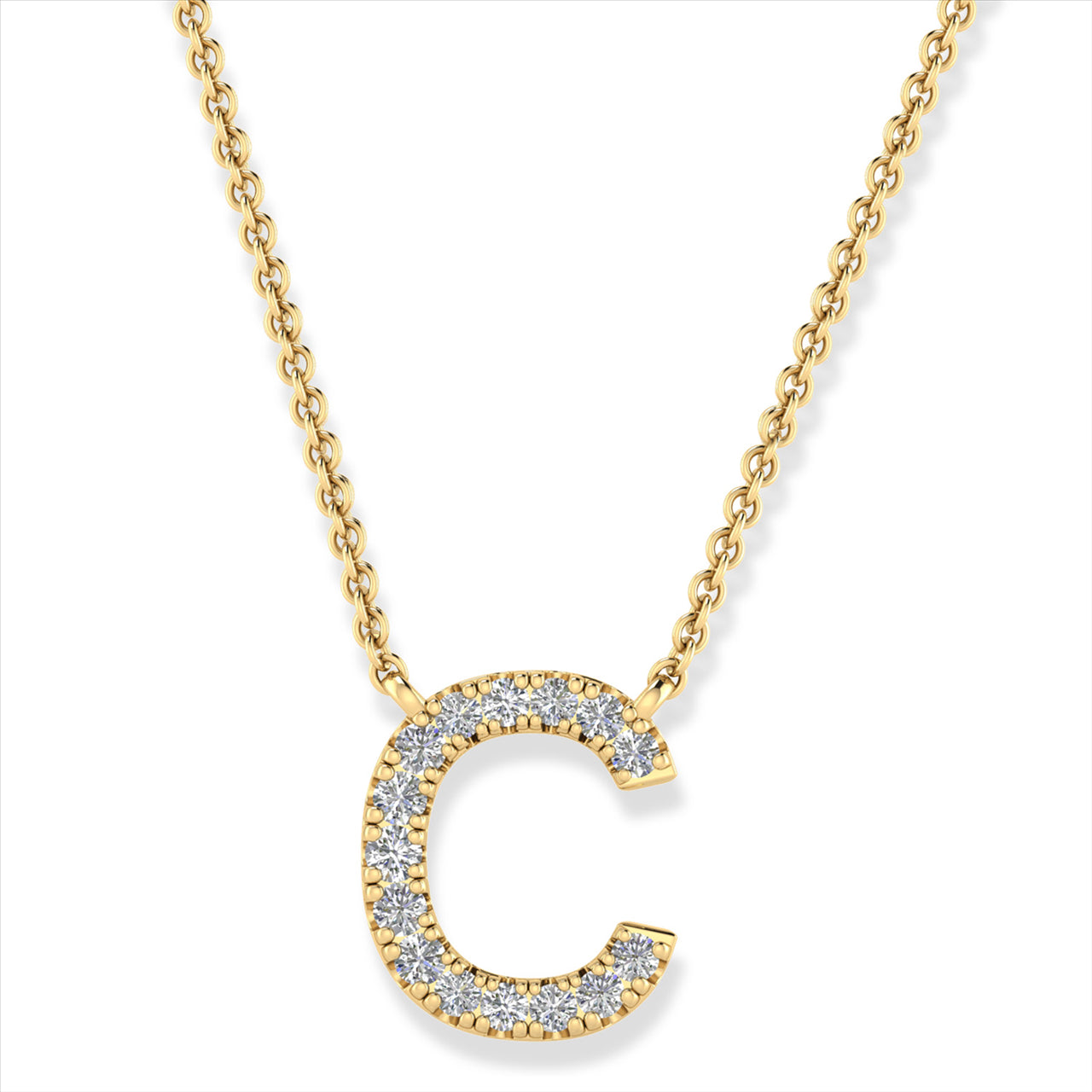Diamond 'C' Necklace 9K Yellow Gold