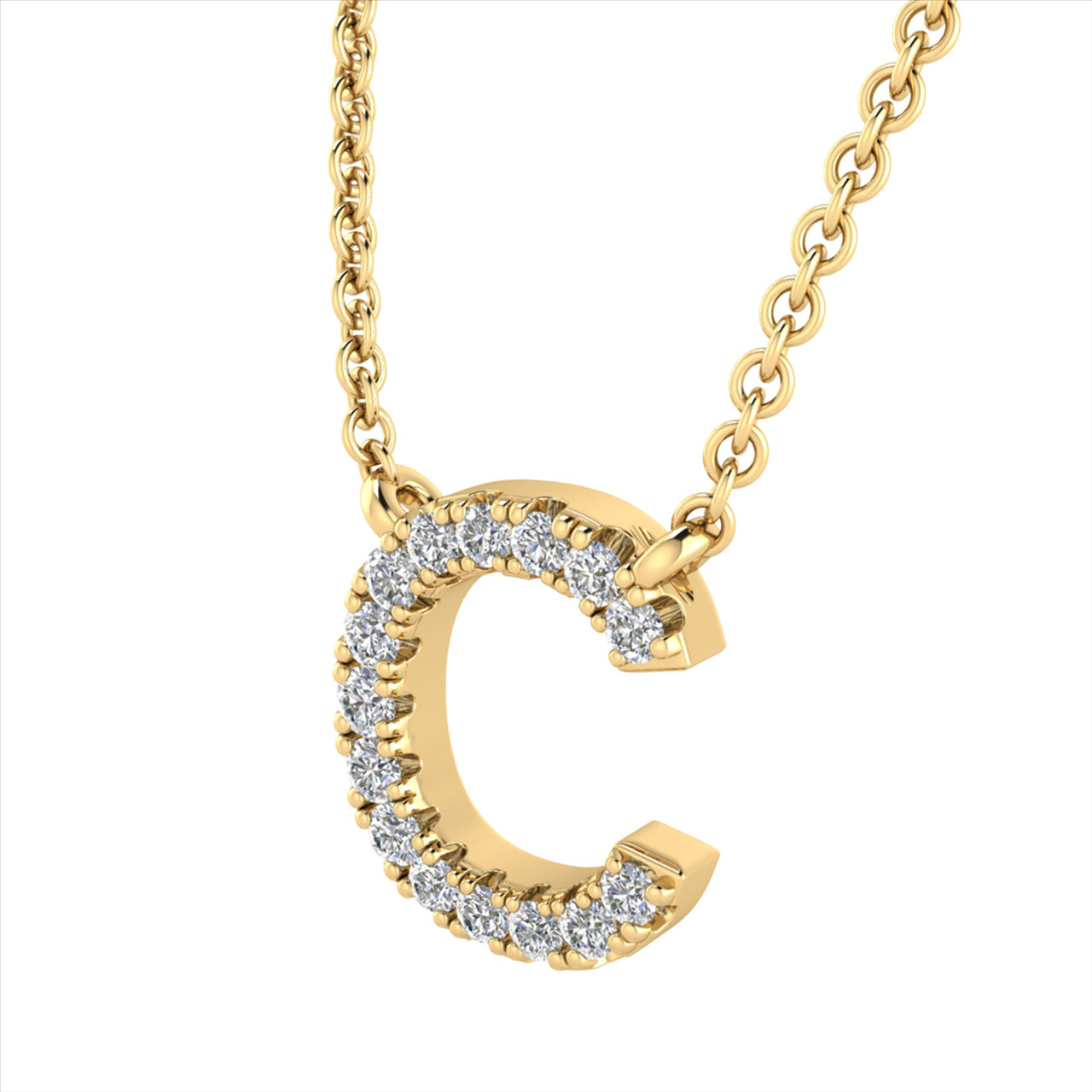 Diamond 'C' Necklace 9K Yellow Gold