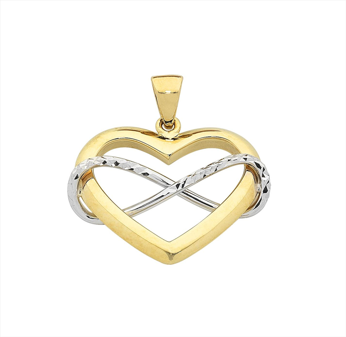 9Ct Yellow Gold Two-Tone Heart Infinity Pendant