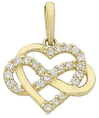 9Ct Yellow Gold Heart Infinity Pendant