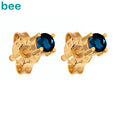 9Ct Yellow Gold Round Sapphire Studs