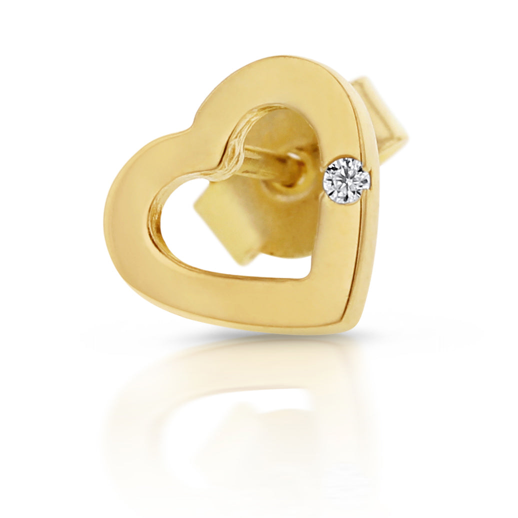 9Ct Yellow Gold Heart Studs Cz