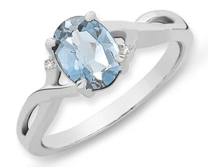 Blue Topaz Diamond Ring In Sterling Silver