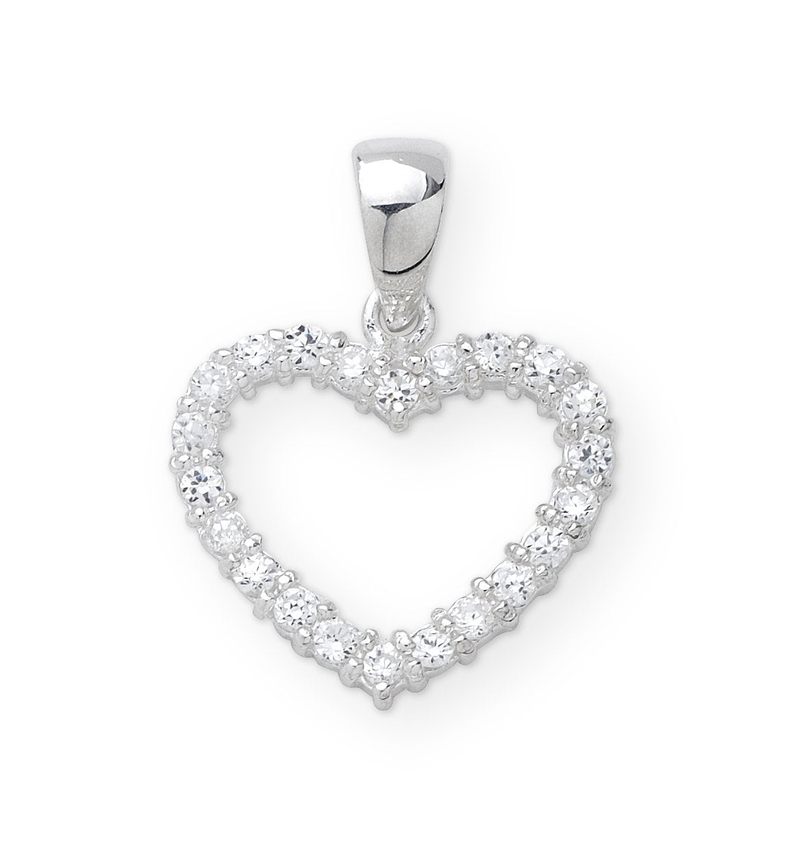 Cubic Zirconia Heart Pendant With Silver Chain