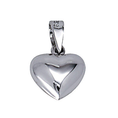 Sterling silver polished puffed heart pendant