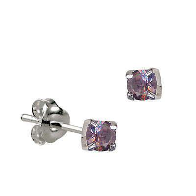 June Birthstone Sterling Silver Stud Earrings