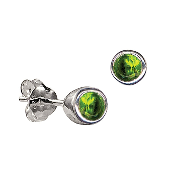 August Birthstone Sterling Silver Stud Earrings